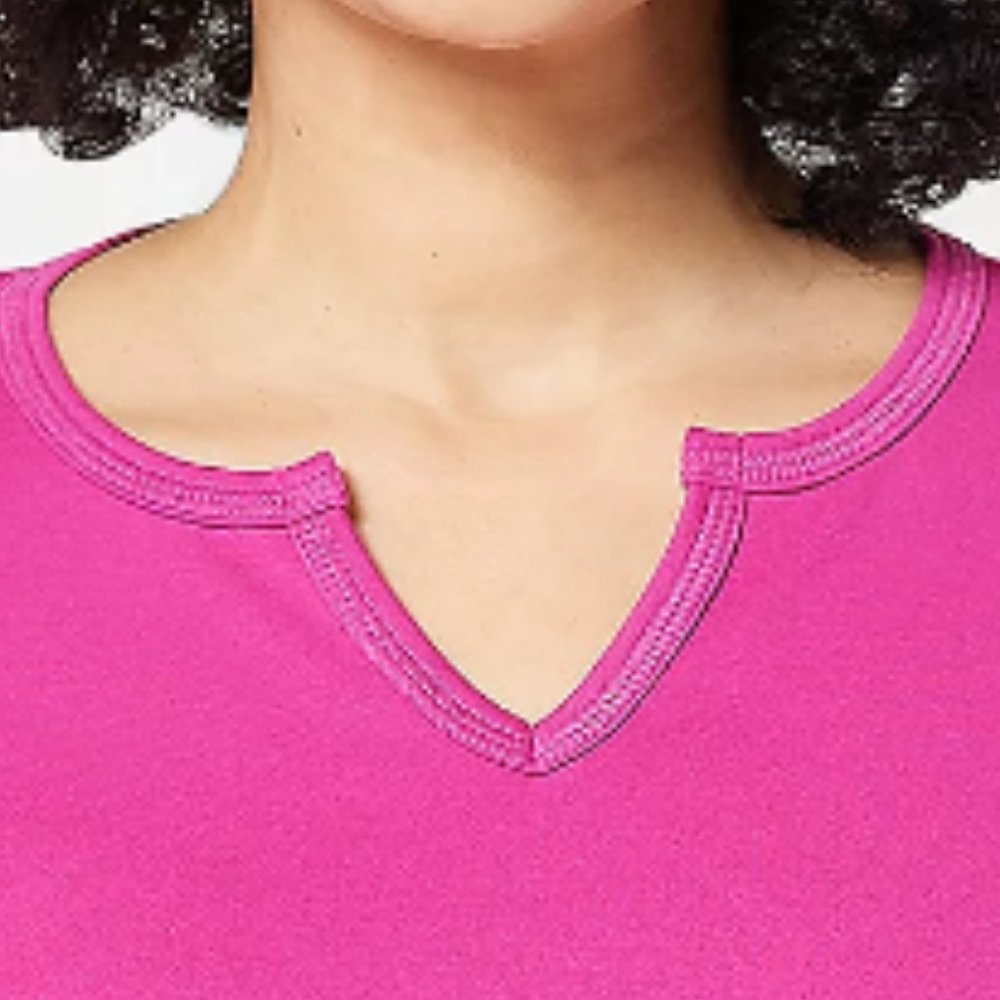 Denim & Co Essentials Interlock Split V-Neck Shor… - image 3